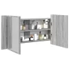 Szürke sonoma akril LED-es tükrös fürdőszobaszekrény 90x12x45cm