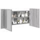 Szürke sonoma akril LED-es tükrös fürdőszobaszekrény 90x12x45cm