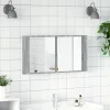 Szürke sonoma akril LED-es tükrös fürdőszobaszekrény 90x12x45cm
