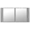 Szürke sonoma akril LED-es tükrös fürdőszobaszekrény 90x12x45cm