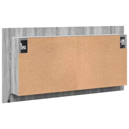 Szürke sonoma akril LED-es tükrös fürdőszobaszekrény 90x12x45cm