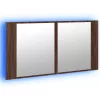 Barna tölgy akril LED-es tükrös fürdőszobaszekrény 90x12x45 cm