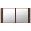 Barna tölgy akril LED-es tükrös fürdőszobaszekrény 90x12x45 cm
