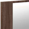 Barna tölgy akril LED-es tükrös fürdőszobaszekrény 90x12x45 cm