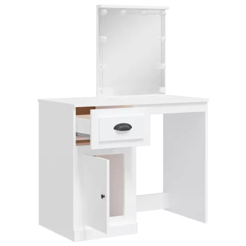 Fehér fésülködőasztal LED-lámpákkal 90x42x132,5 cm