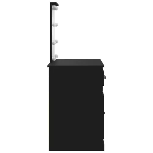 Fekete fésülködőasztal LED-lámpákkal 130 x 50 x 132,5 cm