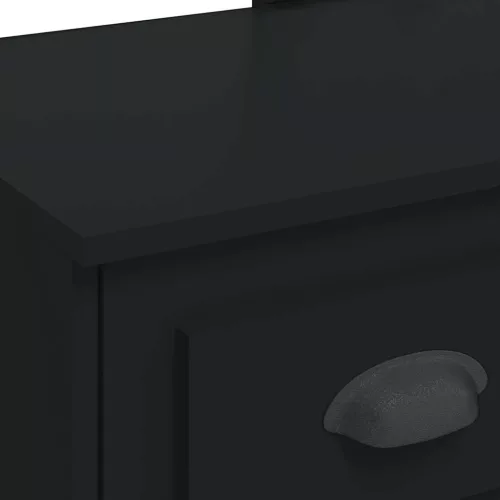 Fekete fésülködőasztal LED-lámpákkal 130 x 50 x 132,5 cm