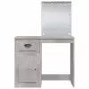 Betonszürke fésülködőasztal LED-lámpákkal 90x42x132,5 cm