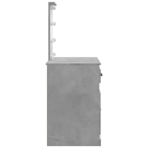 Betonszürke fésülködőasztal LED-lámpákkal 90x42x132,5 cm
