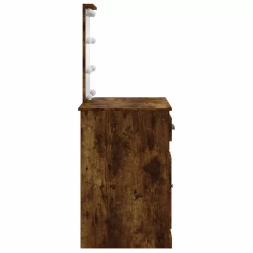 Füstös tölgy színű fésülködőasztal LED-lámpákkal 90x42x132,5 cm
