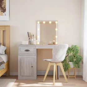   Szürke sonoma fésülködőasztal LED-lámpákkal 90x42x132,5 cm