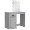 Szürke sonoma fésülködőasztal LED-lámpákkal 90x42x132,5 cm