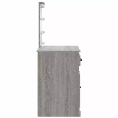 Szürke sonoma fésülködőasztal LED-lámpákkal 90x42x132,5 cm