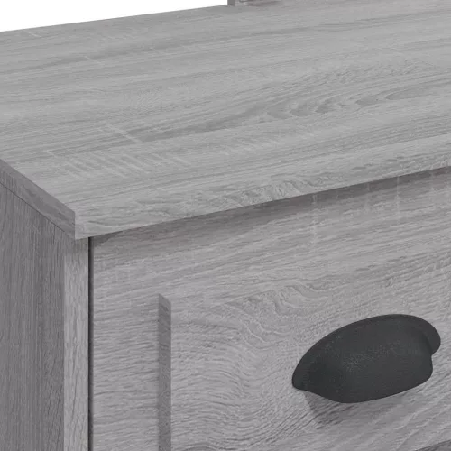 Szürke sonoma fésülködőasztal LED-lámpákkal 90x42x132,5 cm