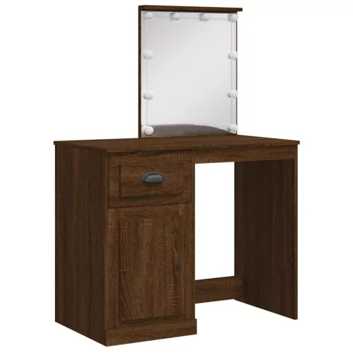 Világosbarna tölgy fésülködőasztal LED-lámpákkal 90x42x132,5 cm