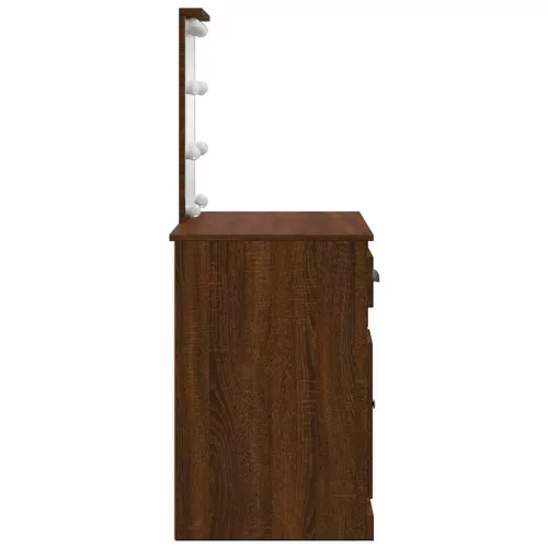 Világosbarna tölgy fésülködőasztal LED-lámpákkal 90x42x132,5 cm