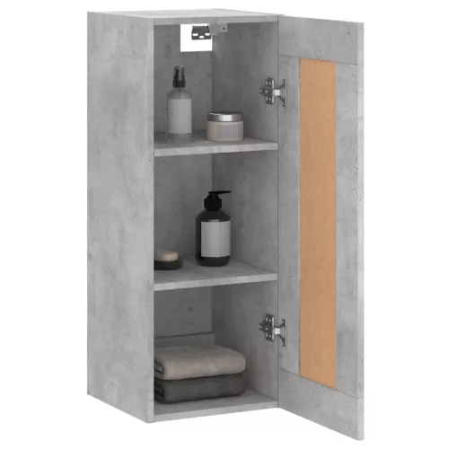 Betonszürke szerelt fa fali szekrény 34,5x34x90 cm