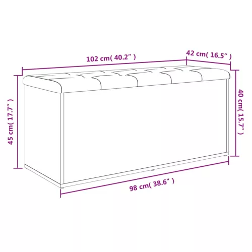 Fehér, öntött/fából készült tárolópad 102 x 42 x 45 cm