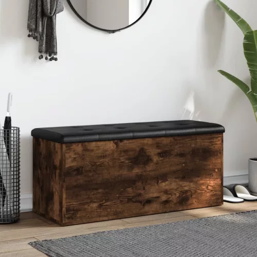 Füstös tölgy színű szerelt fa tárolópad 102 x 42 x 45 cm