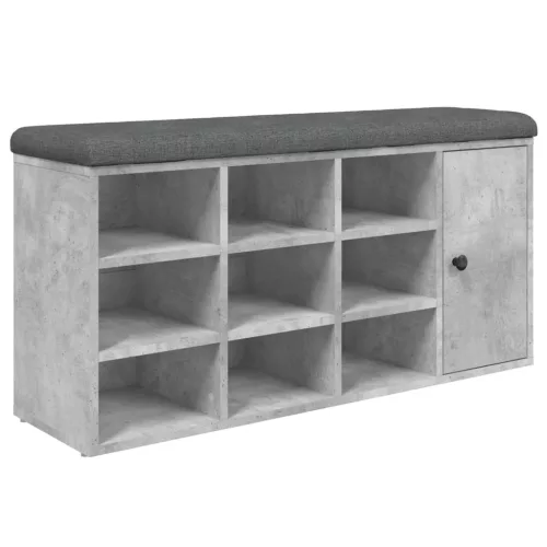 Betonszürke szerelt fa cipőtároló pad 102 x 32 x 50 cm