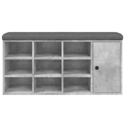 Betonszürke szerelt fa cipőtároló pad 102 x 32 x 50 cm