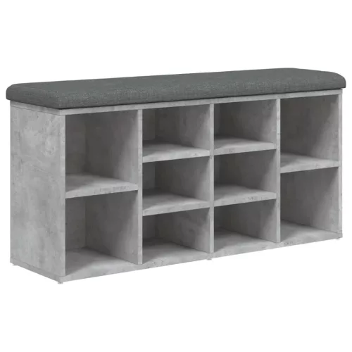 Betonszürke szerelt fa cipőtároló pad 102 x 32 x 50 cm