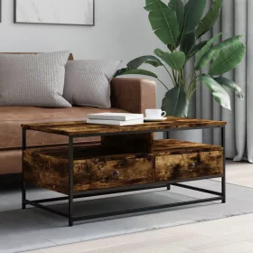   Füstös tölgy színű szerelt fa dohányzóasztal 100 x 51 x 45 cm