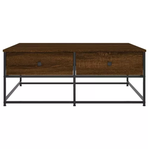 Barna tölgyszínű szerelt fa dohányzóasztal 100 x 99 x 45 cm