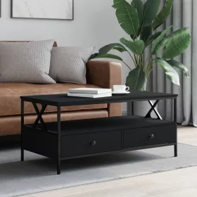 Fekete szerelt fa dohányzóasztal 100 x 51 x 45 cm