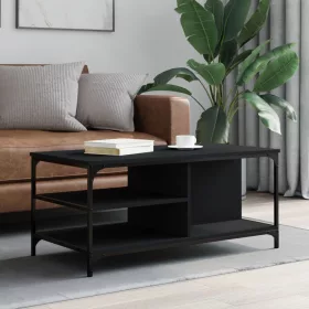 Fekete szerelt fa dohányzóasztal 100 x 50 x 45 cm
