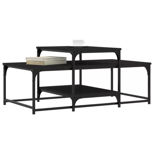 Fekete szerelt fa dohányzóasztal 102 x 60 x 45 cm
