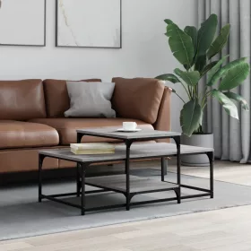   Szürke sonoma színű szerelt fa dohányzóasztal 102 x 60 x 45 cm