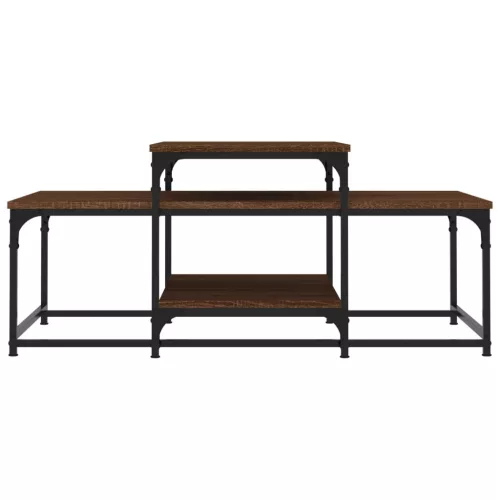 Barna tölgyszínű szerelt fa dohányzóasztal 102 x 60 x 45 cm
