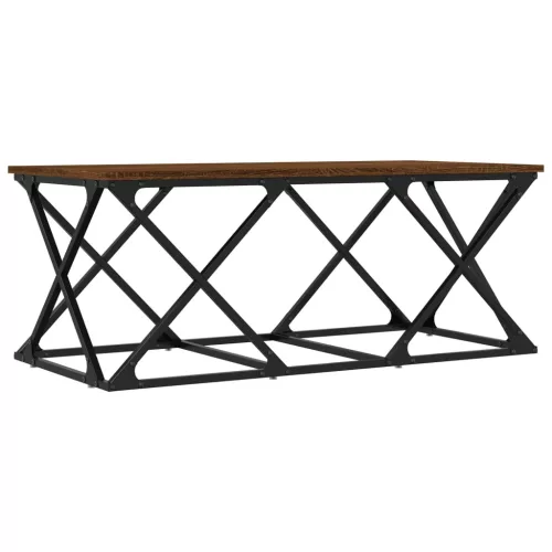 Barna tölgyszínű szerelt fa dohányzóasztal 100 x 49 x 40 cm