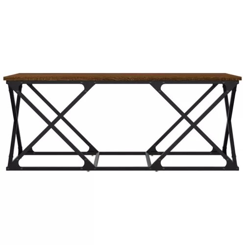 Barna tölgyszínű szerelt fa dohányzóasztal 100 x 49 x 40 cm