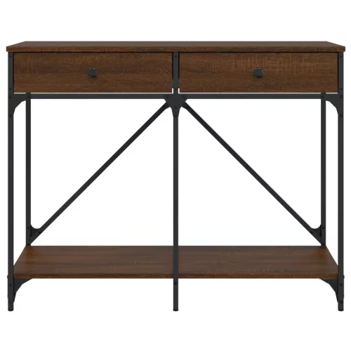 Barna tölgyszínű szerelt fa tálalóasztal 100 x 39 x 78,5 cm