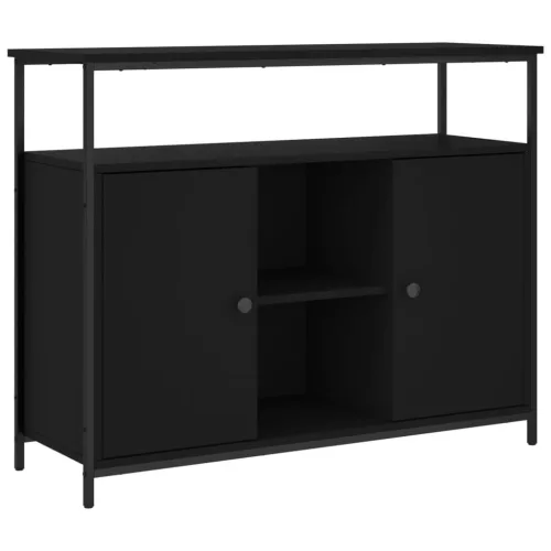 Fekete szerelt fa tálalószekrény 100 x 35 x 80 cm