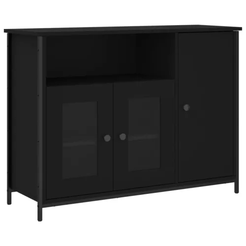 Fekete szerelt fa tálalószekrény 100 x 35 x 75 cm