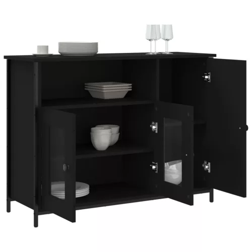 Fekete szerelt fa tálalószekrény 100 x 35 x 75 cm