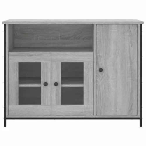 Szürke sonoma színű szerelt fa tálalószekrény 100 x 35 x 75 cm