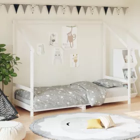 Fehér tömör fenyőfa gyerekágykeret 80 x 200 cm