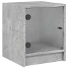 2 db betonszürke éjjeliszekrény üvegajtókkal 35 x 37 x 42 cm