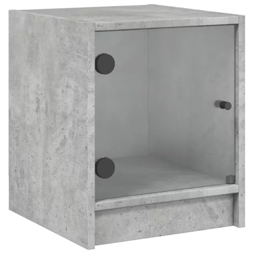 2 db betonszürke éjjeliszekrény üvegajtókkal 35 x 37 x 42 cm