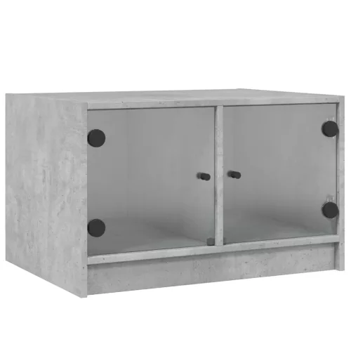 Betonszürke dohányzóasztal üvegajtókkal 68x50x42 cm