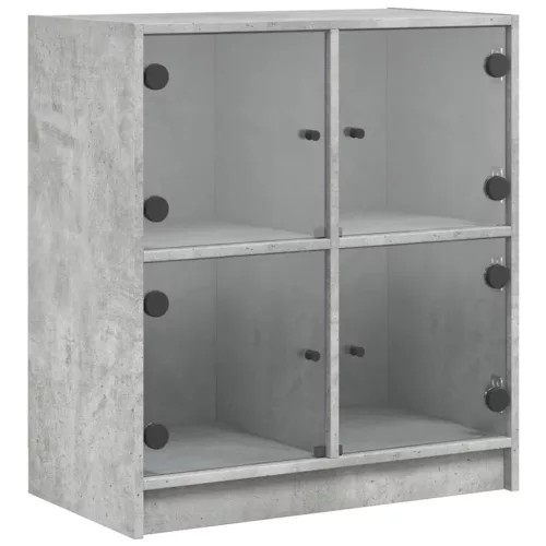 Betonszürke kisszekrény üvegajtókkal 68 x 37 x 75,5 cm
