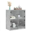 Betonszürke kisszekrény üvegajtókkal 68 x 37 x 75,5 cm