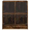 Füstös tölgy színű kisszekrény üvegajtókkal 68 x 37 x 75,5 cm
