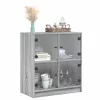 Szürke sonoma színű kisszekrény üvegajtókkal 68 x 37 x 75,5 cm
