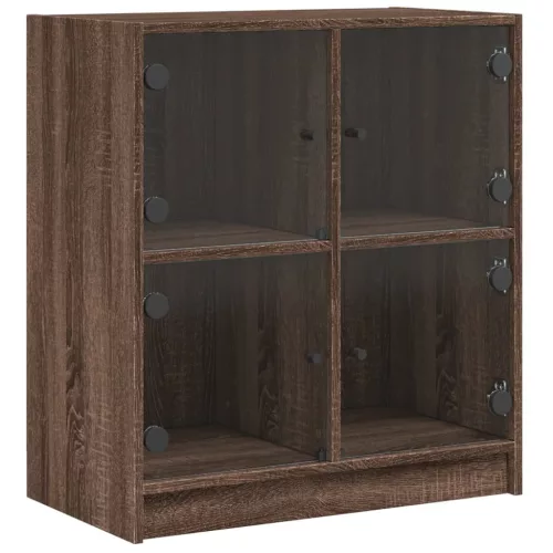 Barna tölgyszínű kisszekrény üvegajtókkal 68 x 37 x 75,5 cm