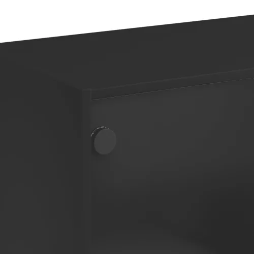 Fekete dohányzóasztal üvegajtókkal 102 x 50 x 42 cm
